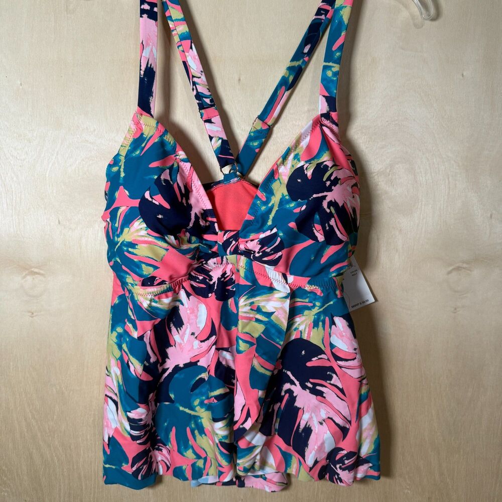 NEW Raisins Plus Curve Trendy Atlantic Printed Tankini Swim Top, US 20W